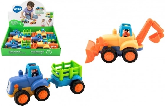 plastični traktor s prikolico na vztrajnik 16 cm za najmlajše