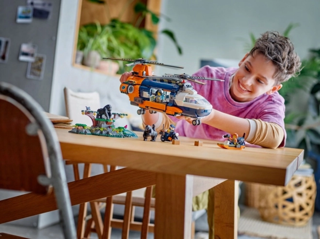 LEGO City 60437 Helikopter za raziskovanje džungle v osnovnem taborišču