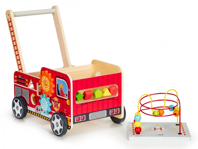 Lesena izobraževalna hojica z kockami - Gasilski avto ECOTOYS