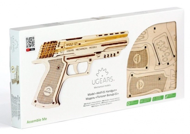 Mehanska 3D sestavljanka pištole UGEARS Wolf-01