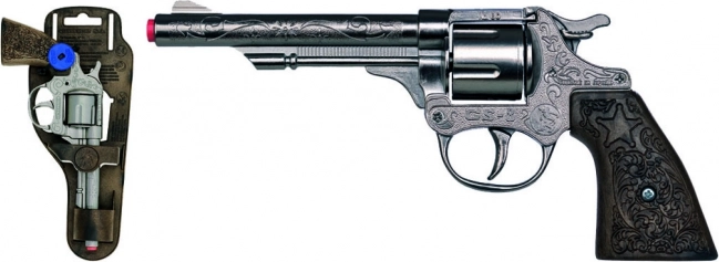 Kavbojski srebrni kovinski revolver na kapice – 8 strelov