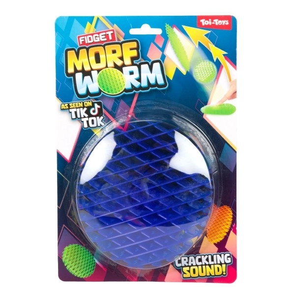 Fidget črv spreminjajoče oblike antistresna plastika 13cm 6 barv na kartici