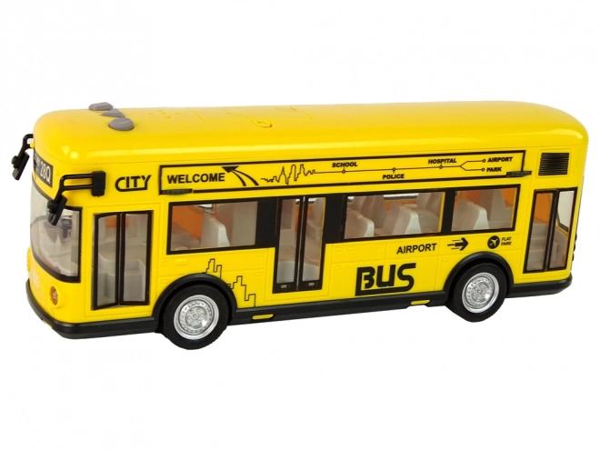 Rumeni mestni avtobus s pogonom na trenje 1:18