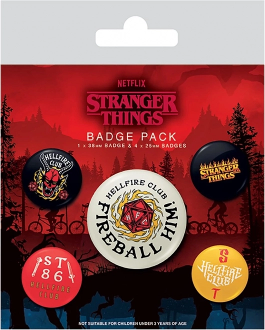 Komplet značk Stranger Things Hellfire Club