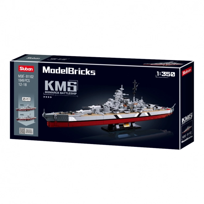 Sluban ModelBricks M38-B1102 Bojna ladja Bismarck 2v1