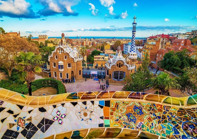 Sestavljanka Razgled iz parka Güell v Barceloni 1000 koščkov