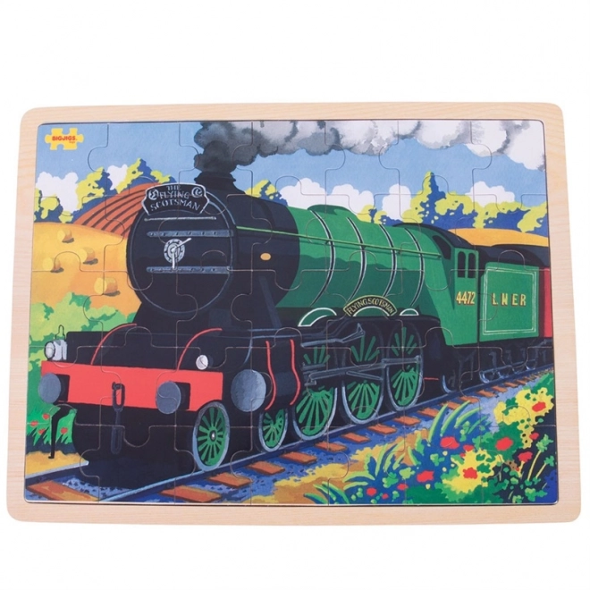 Bigjigs Toys Lesene sestavljanke zgodovinski vlak Flying Scotsman 35 kosov