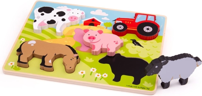 Bigjigs Toys lesena vstavljanka farma