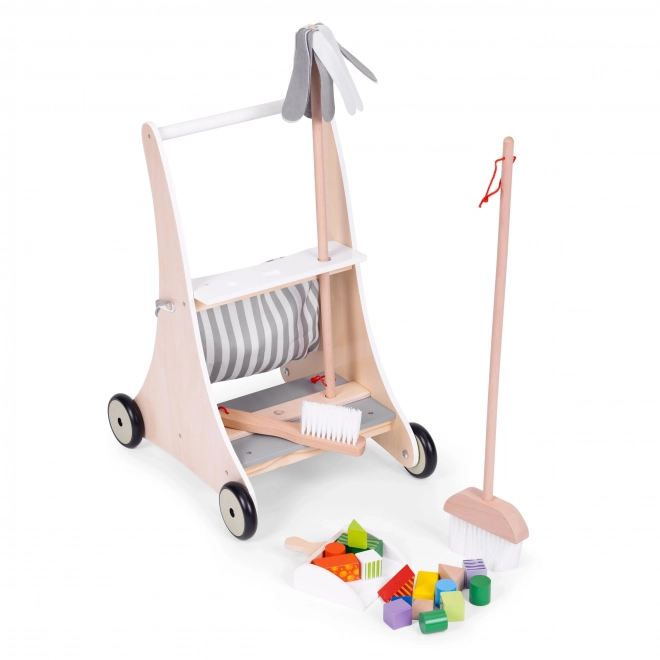 Leseni bež voziček za čiščenje ECOTOYS