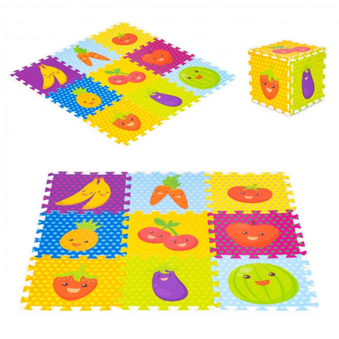 Otroška penasta igralna podloga IPLAY - sadje in zelenjava puzzle 9 kosov 86x86 cm
