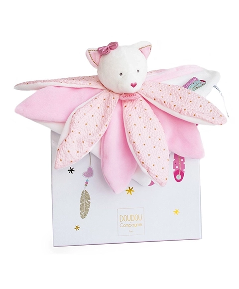 Darilni set - roza mačka plišasta crkljanka 26 cm