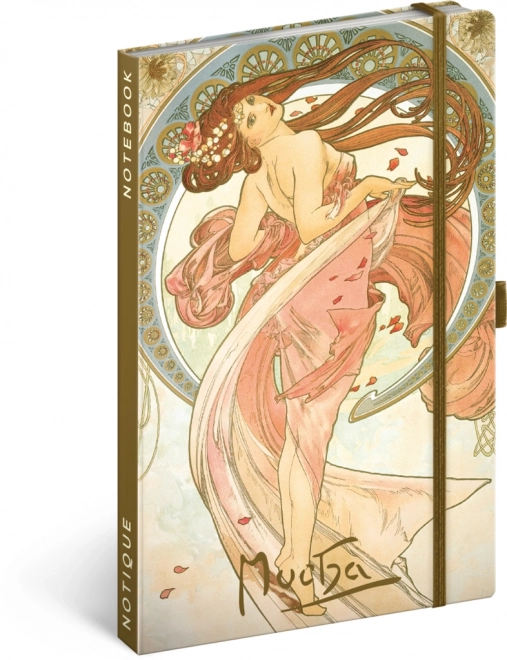 NOTIQUE Beležnica Alfons Mucha – Ples, črtana, 13 x 21 cm