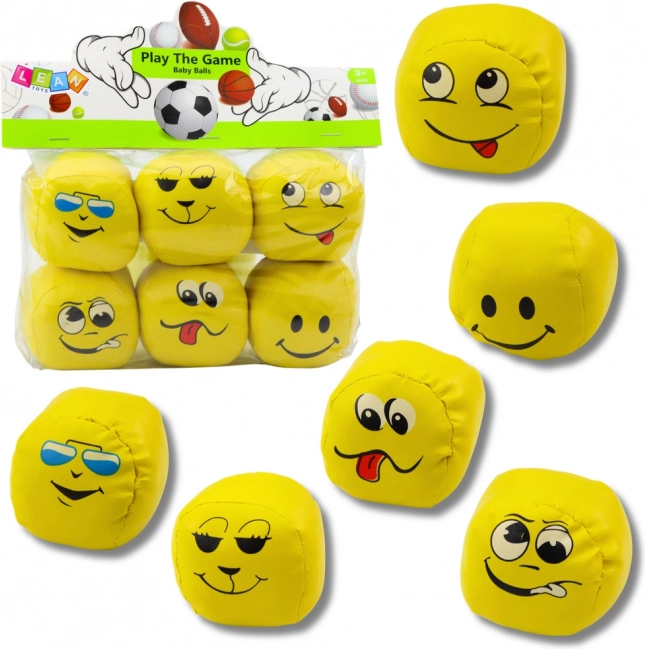 Mehke športne žogice Emojiji Komplet 6 kosov 7 cm