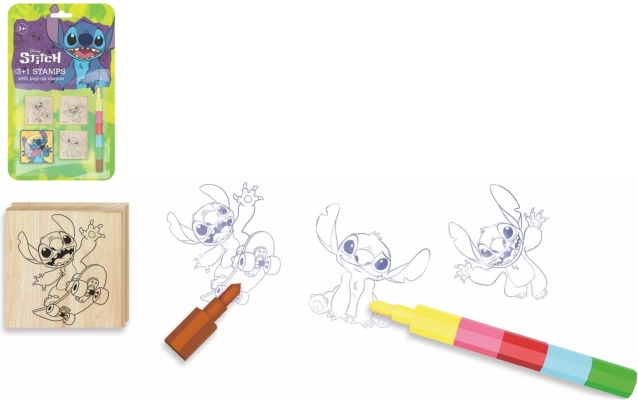 Leseni žig s blazinico 4,5 × 4,5 cm z voščenko LILO & STITCH
