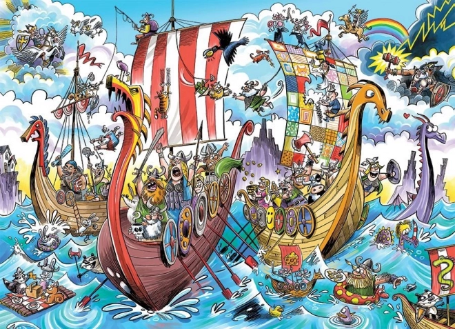 Puzzle DoodleTown: Vikingška ekspedicija 1000 kosov