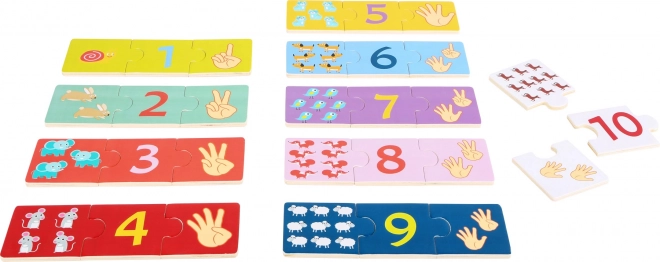 SMALL FOOT lesene izobraževalne puzzle – štetje 1–10