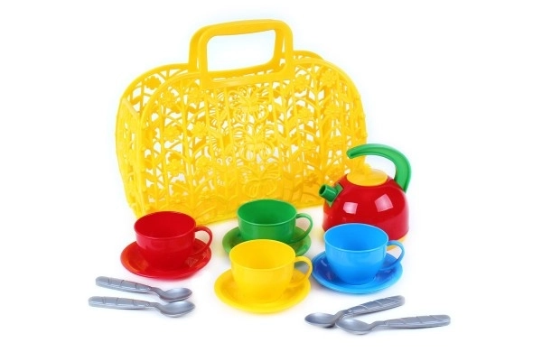 Barvni otroški čajni komplet v plastični torbi