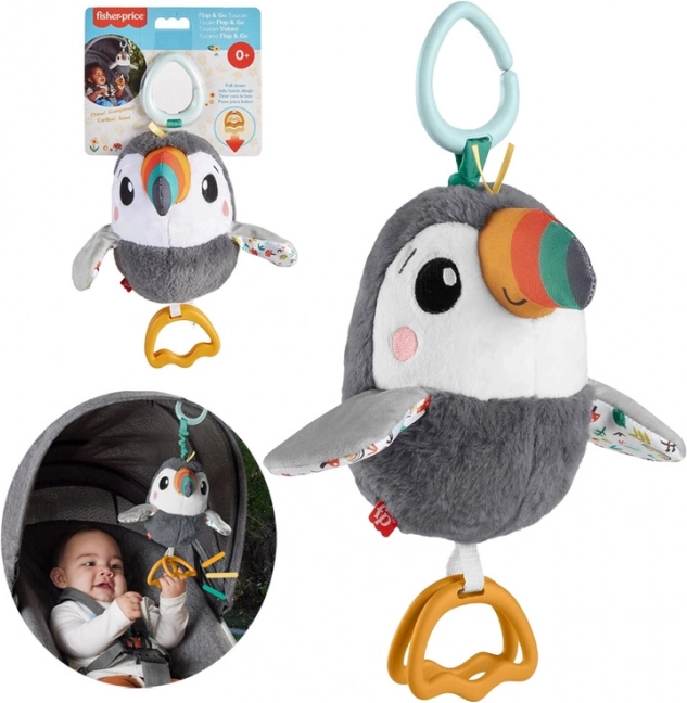 Viseča igrača FISHER-PRICE tukan z ropotuljico za voziček in posteljico