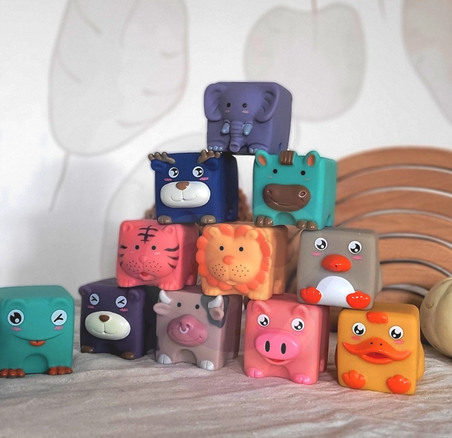 WOOPIE otroške senzorične kocke in puzzle živali 12 kos