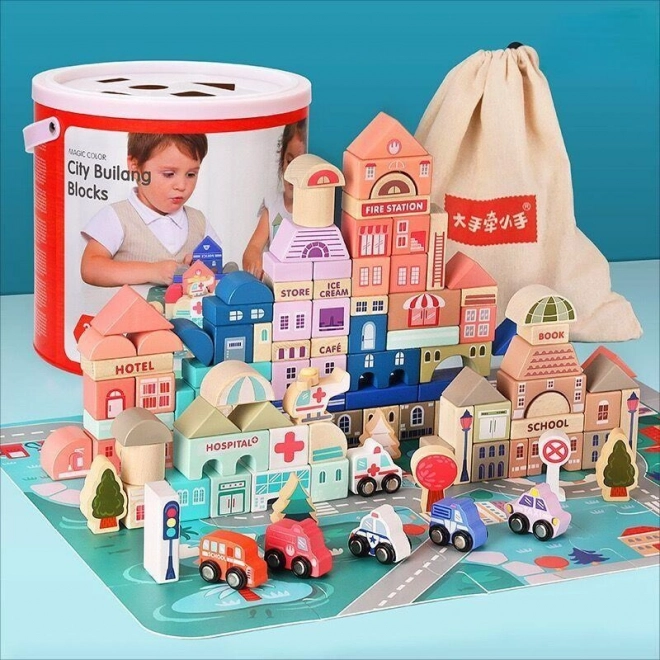 Leseno Mesto – Konstrukcijski set za otroke od 3 let