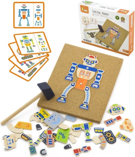Lesena korkasta pribijanka roboti 45 delov VIGA Montessori