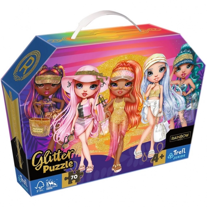 Sestavljanka z bleščicami 70 kosov v kovčku Glitter Dolls Rainbow High