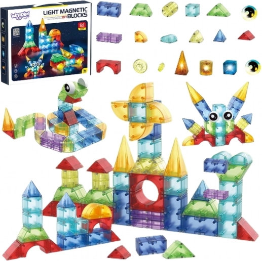 Woopie magnetne konstrukcijske kocke 3D set – izobraževalni komplet 63 delov