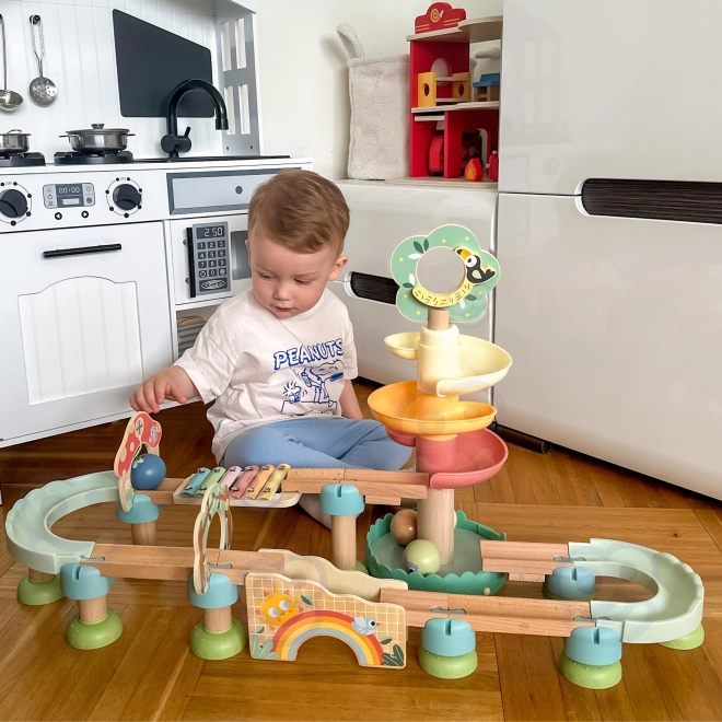 Tooky Toy Lesena Kroglična Proga z Ksilofonom 44 kos