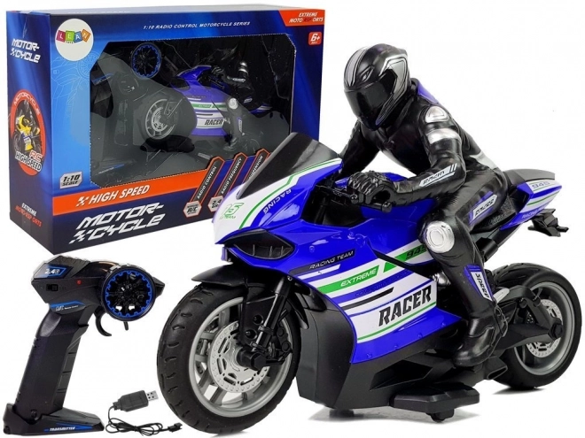 Športni dirkalni motocikel na daljinsko upravljanje 2.4G Domet 35m Modra