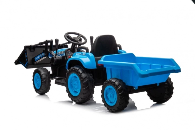 Električni otroški traktor z žlico moder