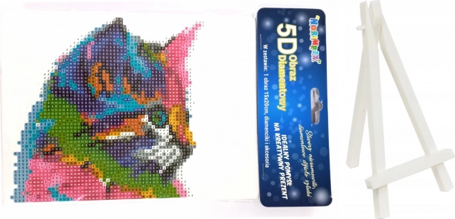 Diamantno slikanje Barviti mucek 15 × 20 cm s stojalom