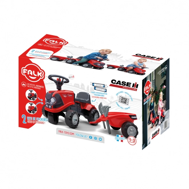Vozeči traktor Baby Case IH rdeč s prikolico