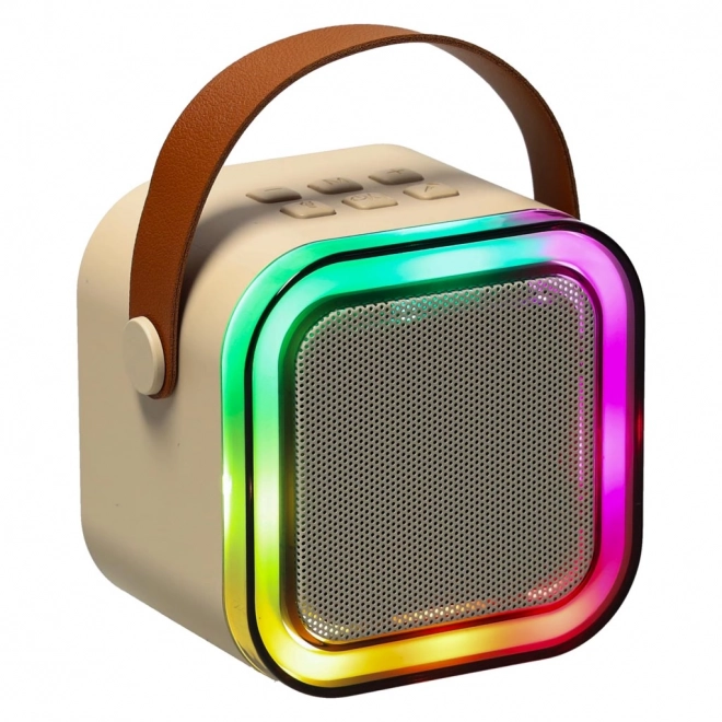Karaoke set 2 mikrofona + prenosni zvočnik BLUETOOTH USB LED bež barva