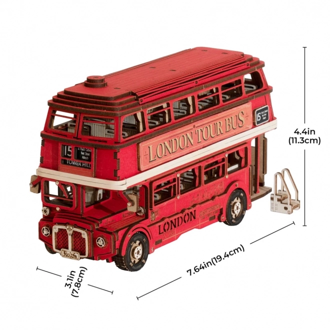 3D lesena sestavljanka londonski double-decker