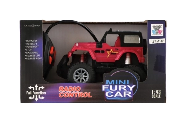 Auto RC terenski 14cm plast 27MHz na baterije s svetlobo v škatli 20x11x10cm