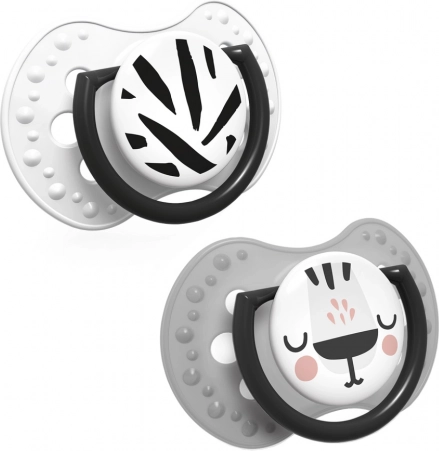 Silikonska dinamična duda LOVI Salt & Pepper 6–18 m, komplet 2 kos
