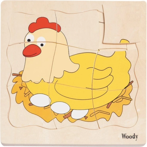 Lesene plastične puzzle Življenje kokoške 3+