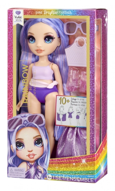 Rainbow High Fashion punčka v kopalkah - Violet Willow