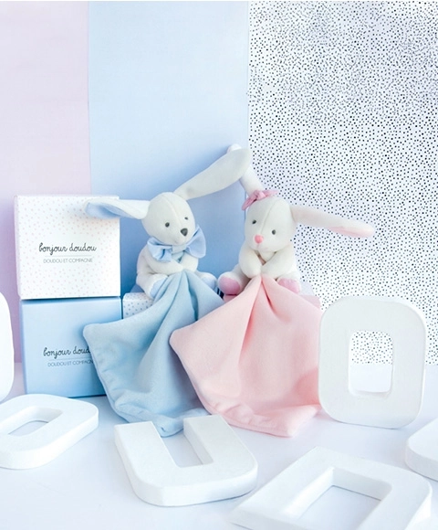 Doudou Zajček z Ninico Roza Darilni Set