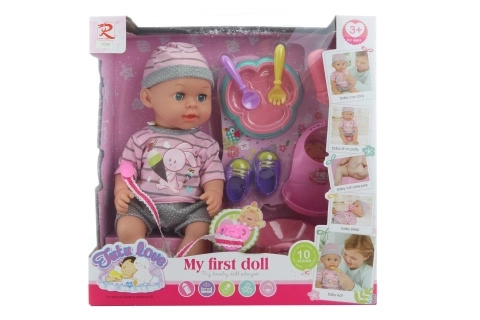 Dojenček Punčka 32 cm z dodatki in zvoki
