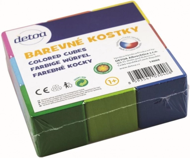 Detoa barvne lesene kocke 9 kos