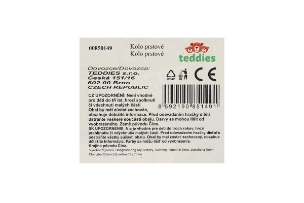 Kolo prstov vijakovac 10cm plast 3 barve na kartici 17x21x4cm