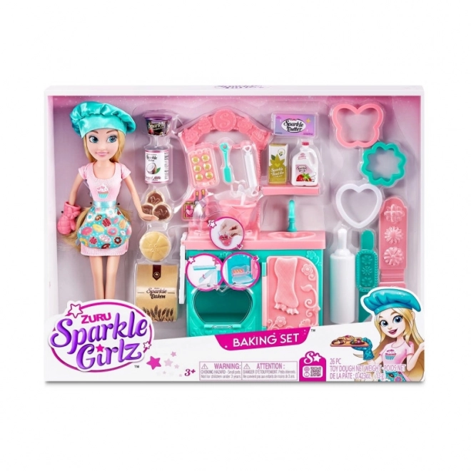 Pekovska garnitura Sparkle Girlz s punčko 27 cm