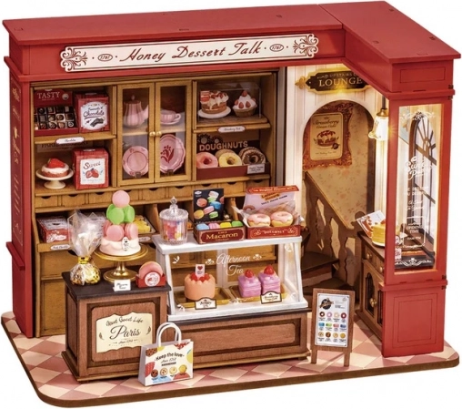 robetime miniaturna hišica medena slaščičarna – diorama z LED osvetlitvijo 1:16