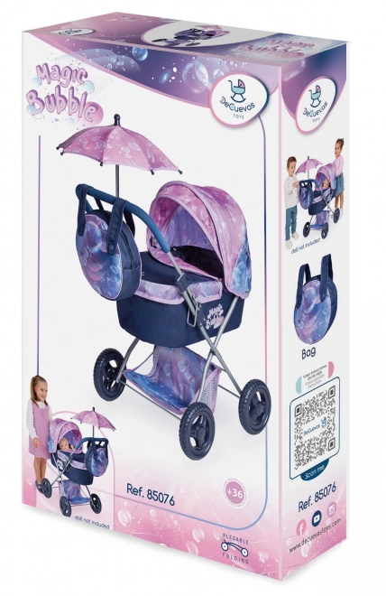 DeCuevas 85076 Zložljiv voziček za punčke s senčnikom in torbo Magic Bubble 2024 - 60 cm