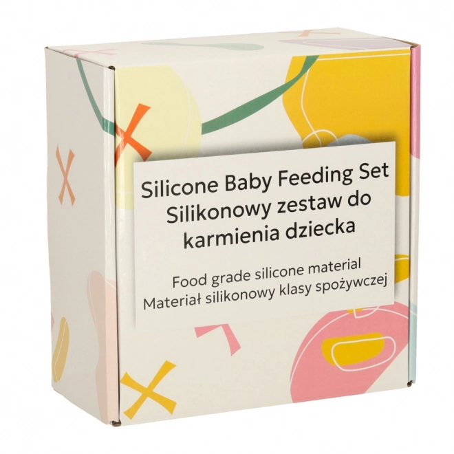 Silikonski set za otroke sova, 8 delov, bež