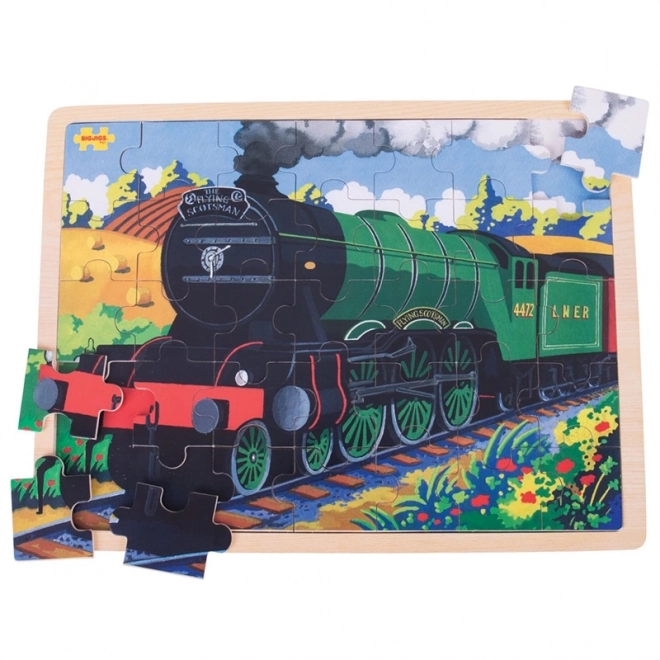 Bigjigs Toys Lesene sestavljanke zgodovinski vlak Flying Scotsman 35 kosov