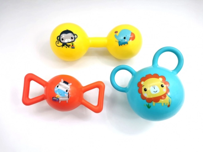 Fisher-Price komplet barvnih žogic z ročaji za dojenčke