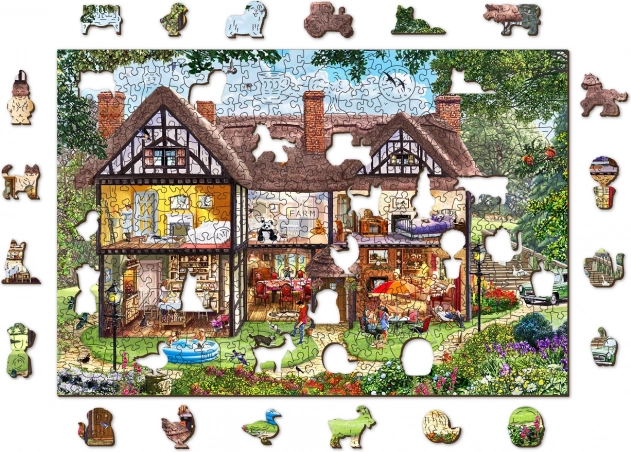 Lesene obojestranske puzzle Poletna hiša 2v1, 505 koščkov