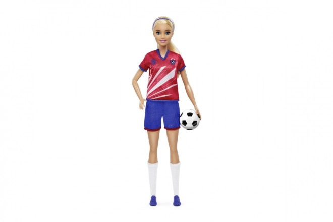Barbie nogometna punčka v rdečem dresu